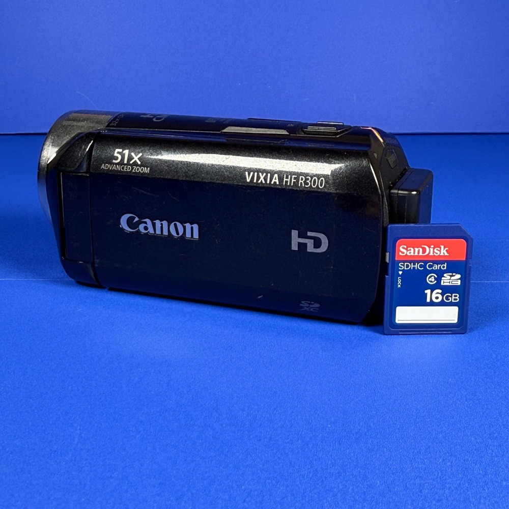 Canon Vixia HF R300 Full HD Camcorder Black 51x Zoom Battery and Sim Card